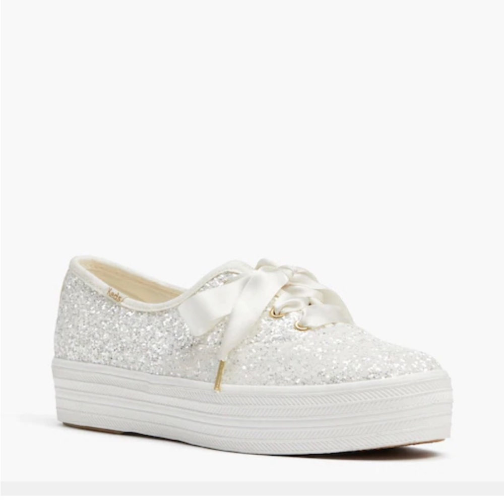 EUC Keds X Kate Spade New York Triple Glitter Sneakers, size 6, Cream